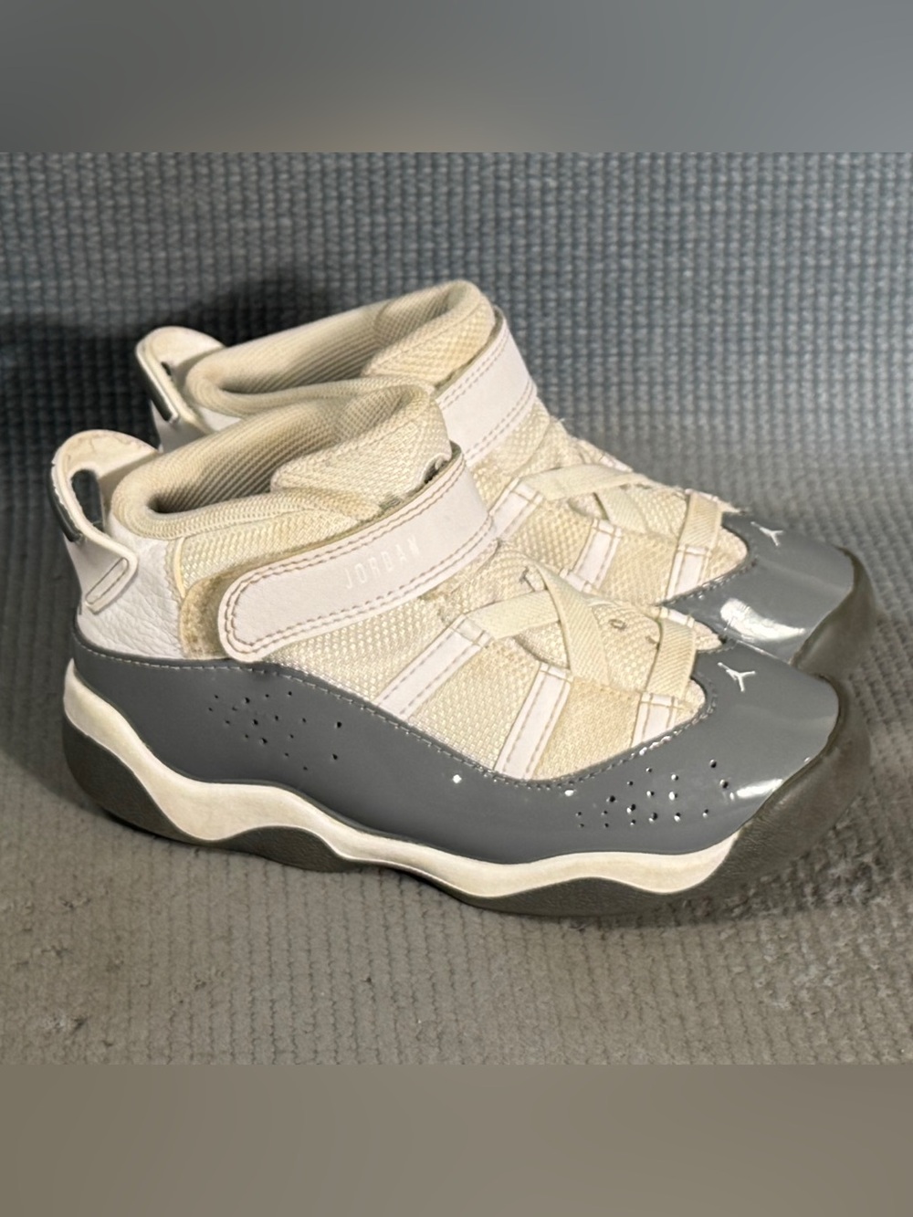 Nike Air Jordan 6 Rings‎ TD 'White Cool Grey' Shoes 323420-121 Toddler Size 10C